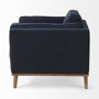 69618 - Brooks 41.7L x 34.8W x 33.5H Navy Blue Fabric Chair W/ Medium Brown Wooden Legs