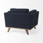 69618 - Brooks 41.7L x 34.8W x 33.5H Navy Blue Fabric Chair W/ Medium Brown Wooden Legs