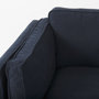 69618 - Brooks 41.7L x 34.8W x 33.5H Navy Blue Fabric Chair W/ Medium Brown Wooden Legs