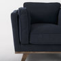 69618 - Brooks 41.7L x 34.8W x 33.5H Navy Blue Fabric Chair W/ Medium Brown Wooden Legs