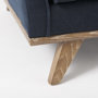 69618 - Brooks 41.7L x 34.8W x 33.5H Navy Blue Fabric Chair W/ Medium Brown Wooden Legs