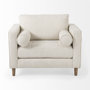 69623 - Loretta 40.7L x 36.2W x 33.9H Cream Fabric Chair W/ Two Bolster Cushions