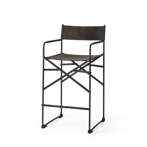 69629 - Direttore 19.3L x 19.3W x 40.2H Brown/Gray Suede W/ Metal Frame Counter Stool