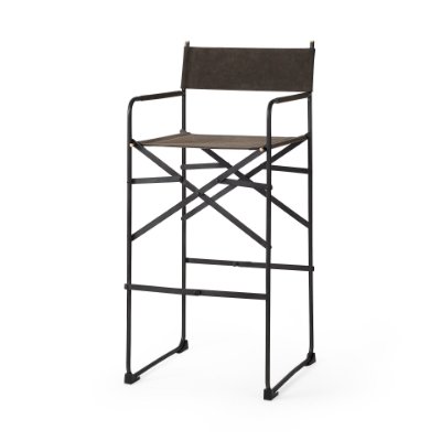 69630 - Direttore 19.3L x 19.3W x 44.1H Brown/Gray Suede W/ Metal Frame Bar Stool