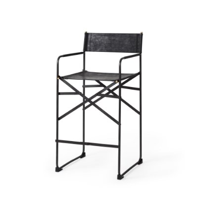 69631 - Direttore 19.3L x 19.3W x 40.2H Black Leather W/Black Frame Bar Stool