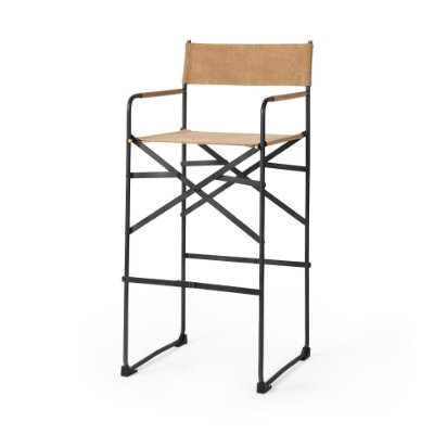 69634 - Direttore 44.1H Brown Leather Seat W/Black Iron Frame Bar Stool