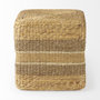 69576 - Maya 17.7L x 17.7W x 17.7H Light Brown W/Medium Brown Stripes Seagrass Square Pouf