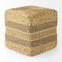 69576 - Maya 17.7L x 17.7W x 17.7H Light Brown W/Medium Brown Stripes Seagrass Square Pouf