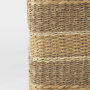 69576 - Maya 17.7L x 17.7W x 17.7H Light Brown W/Medium Brown Stripes Seagrass Square Pouf
