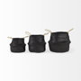 69581 - Ella (Set of 3) Black Seagrass Basket W/ Light Brown Handles 