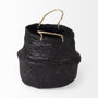 69581 - Ella (Set of 3) Black Seagrass Basket W/ Light Brown Handles 