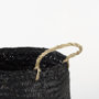 69581 - Ella (Set of 3) Black Seagrass Basket W/ Light Brown Handles 