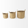 69582 - Sivan 19.7L x 19.7W x 23.6H (Set of 3) Light Brown Water Hyacinth Round Basket W/ Handles