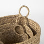 69582 - Sivan 19.7L x 19.7W x 23.6H (Set of 3) Light Brown Water Hyacinth Round Basket W/ Handles