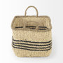 69590 - Emma (Set of 2) Light Brown Seagrass Rectangular Basket W/ Black Stripes