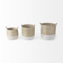 69594 - Maddie (Set of 3) Light Brown W/White Dipped Seagrass Round Basket  W/ Handles