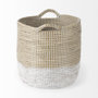 69594 - Maddie (Set of 3) Light Brown W/White Dipped Seagrass Round Basket  W/ Handles