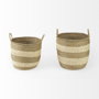 69596 - Bradley (Set of 2) Light Brown W/Striped Seagrass Basket W/ Handles