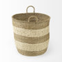 69596 - Bradley (Set of 2) Light Brown W/Striped Seagrass Basket W/ Handles