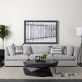 69439 - Kimia 20x20 White/Black Fabric Herringbone w/Fringed Pillow Cover