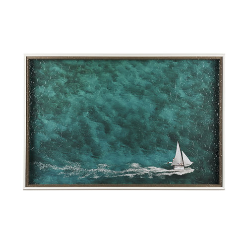 13927 - Hobie Sailing by Mercana Studio a Hand Embellished Textured Framed Photo Art Print Matted under Glas