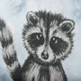 102030-S - Winter Racoon by Mercana Studio a Hand Embellished Textured Canvas