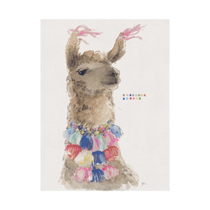 Lama I by Mercana Studio a Hand Embellished Textured Canvas
