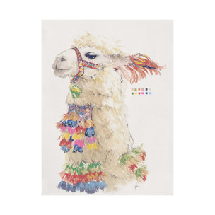 Lama III by Mercana Studio a Hand Embellished Textured Canvas