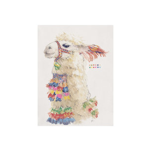 Lama III by Mercana Studio a Hand Embellished Textured Canvas