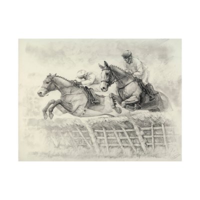 101983-L - Horse Racing II by Mercana Studio a Hand Embellished Textured Canvas
