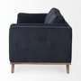 69621 - Brooks 90.2L x 34.8W x 33.5H Navy Blue Fabric Three Seater Sofa W/ Medium Brown Wooden Legs