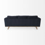 69621 - Brooks 90.2L x 34.8W x 33.5H Navy Blue Fabric Three Seater Sofa W/ Medium Brown Wooden Legs