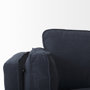 69621 - Brooks 90.2L x 34.8W x 33.5H Navy Blue Fabric Three Seater Sofa W/ Medium Brown Wooden Legs