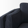 69621 - Brooks 90.2L x 34.8W x 33.5H Navy Blue Fabric Three Seater Sofa W/ Medium Brown Wooden Legs
