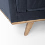 69621 - Brooks 90.2L x 34.8W x 33.5H Navy Blue Fabric Three Seater Sofa W/ Medium Brown Wooden Legs