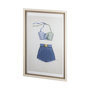 13924 - Swimsuit Blue  by Mercana Studio a Hand Embellished Textured Framed Art Print Matted under Glass