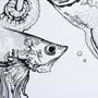 13938 - Fish White by Mercana Studio a Hand Embellished Textured Framed Art Print Matted under Glass