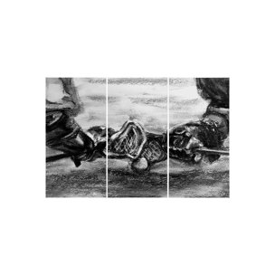 Sports Collection Lacrosse-S 3 Piece Triptych by Mercana Studio a Hand Embellished Textured Canvas