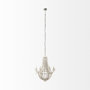 65200 - Phillum (29"x37") Silver Metal Chassis and White Wood Beaded Six Bulb Chandelier 