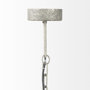 65200 - Phillum (29"x37") Silver Metal Chassis and White Wood Beaded Six Bulb Chandelier 