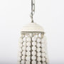 65200 - Phillum (29"x37") Silver Metal Chassis and White Wood Beaded Six Bulb Chandelier 