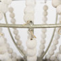 65200 - Phillum (29"x37") Silver Metal Chassis and White Wood Beaded Six Bulb Chandelier 