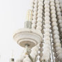 65200 - Phillum (29"x37") Silver Metal Chassis and White Wood Beaded Six Bulb Chandelier 