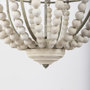 65200 - Phillum (29"x37") Silver Metal Chassis and White Wood Beaded Six Bulb Chandelier 