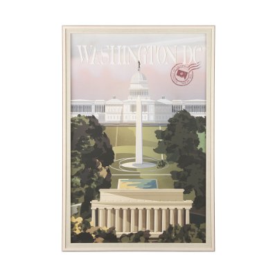 14055 - Washington DC Go USA (XL) by Mercana Studio Hand Embellished Decograph Framed Art Print under Glass
