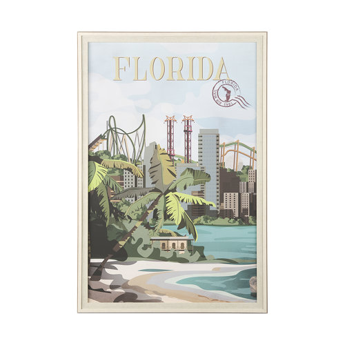 14056 - Florida Go USA (XL) by Mercana Studio a Hand Embellished Decograph Framed Art Print under Glass