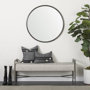 69341 - Piper 35.8L x 1.0W x 35.8H Small Black Metal Round Wall Mirror