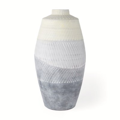 70074 - Blume 16.5H Off-White w/ Gray Textured Vase