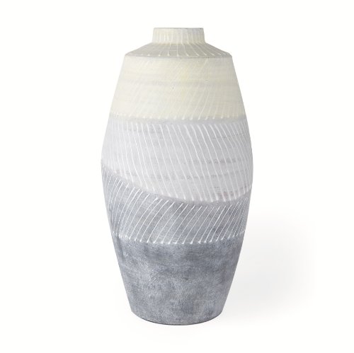 70074 - Blume 16.5H Off-White w/ Gray Textured Vase