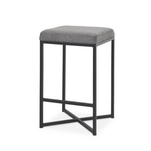 Frodo Backless 26.4in Seat Counter Stool | Gray Fabric w/ Black Iron